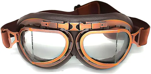 Vista 23 de Anteojos de seguridad para motociclismo, motonetas, medio casco clásico para Vespa, estilo aviador, plegable con lentes transparentes T008 Marco