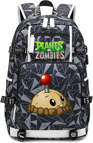 Vista 23 de ISaikoy Game Plants vs. Zombies - Mochila de hombro para libros, mochila escolar, color gris, Gris 15, Mochilas Daypack