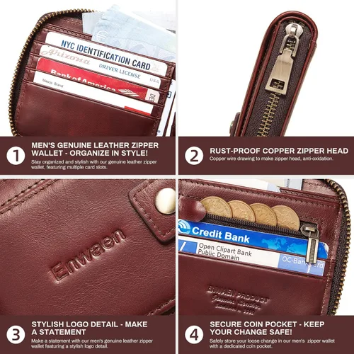 Vista 4 de Cartera para hombre E04, Café, Vintage