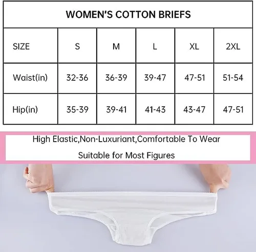 Vista 4 de OSTRI Paquete de 20 bragas desechables para mujer, 100% algodón, para viajes, hotel, spa, hospital, estancias de emergencias