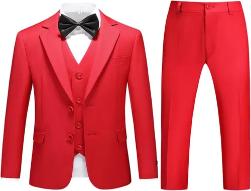Vista 8 de Boys Suits Slim Fit Formal 3 Piece Kid Wedding Prom Ring Bearer Outfit Negro