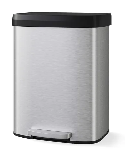 Vista 14 de Garvee Basurero de metal de 13 galones / 50 L con tapa, bote de basura grande para cocina, cubo de basura de metal a prueba de óxido con pedal