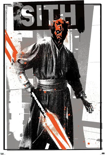 Vista 9 de Trends International Star Wars: The Phantom Menace - Póster de pared de Darth Maul Glitch, 22.4 pulgadas de largo x 14.7 W, versión enmarcada