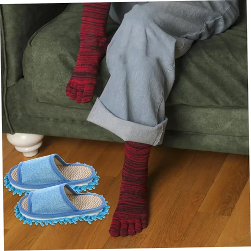 Vista 4 de Zapatillas de limpieza de pisos de microfibra, zapatos lavables para limpiar el polvo, zapatos de trapeador desmontables para limpieza de pisos
