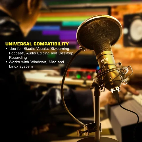 Vista 3 de Kit de grabación de podcasts de micrófono USB, micrófono de condensador cardioide de audio con soporte de escritorio y filtro pop, para juegos, PS4