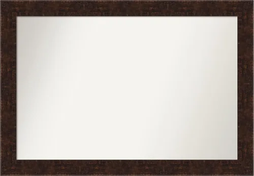 Vista 175 de Amanti Art Espejo de baño de bronce para sobre fregadero, 24 x 24 pulgadas, espejo de tocador cuadrado estrecho de bronce Manhattan, marco de madera