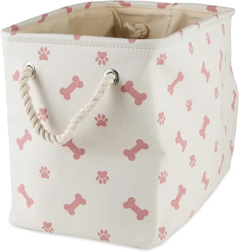 Vista 13 de Bone Dry Pet Storage Collection - Estampado de patas y huesos, rectángulo pequeño, 14 x 8 x 9 pulgadas, color negro