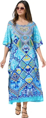 Vista 43 de Miss Lavish London - Kaftán largo para mujer - Kaftán de playa africano y kaftan moderno para fiesta y bodas 109-azul