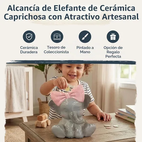 Vista 4 de Blue Sky Ceramics - Banco de elefantes, multicolor (30080)