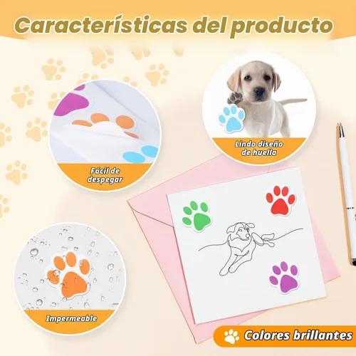 Vista 3 de 500 calcomanías coloridas con estampado de patas, calcomanías autoadhesivas 6
