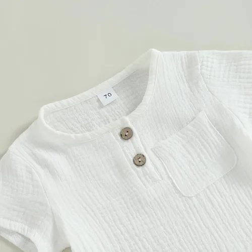 Vista 11 de fhutpw Conjunto de 2 piezas de ropa de verano para bebés, camiseta de manga corta, cintura elástica, pantalones cortos para niños pequeños