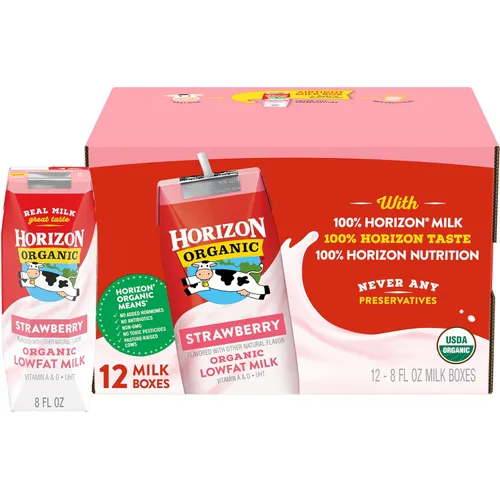 Vista 16 de Horizon Organic Cajas de leche bajas en grasa, fresa, 8 onzas, paquete de 6 8g Protein per Serving, 1% Lowfat, USDA Organic, No Refrigeration