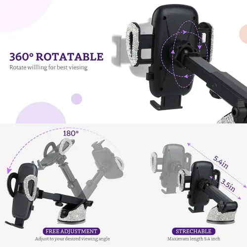 Vista 3 de eing: Soporte de teléfono para tablero de auto, parabrisas, para iPhone, 12,11,11 Pro, 8 Plus, 8, SE, X, XR , XS, 7 Plus Samsung S20, S10, S9,S8