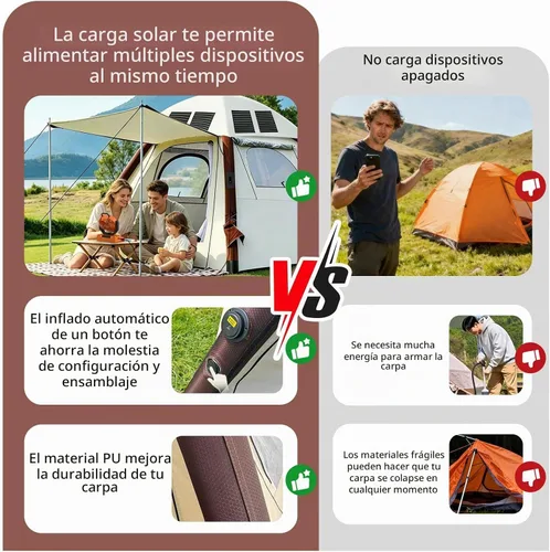 Vista 6 de Automatic Tents for Camping 4 Person with Rechargeable Device, Portable Carry 4000mm Waterproof & UV Protection Pop Up Tent, Easy Setup Instant