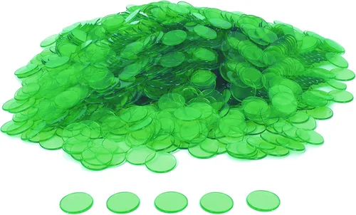 Vista 12 de GSE Games & Sports Expert Blue Bingo Chips, 1,000 piezas de 3/4 pulgadas de alto contraste transparente para juegos de bingo, fiestas