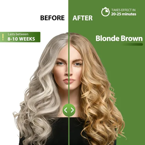 Vista 2 de Champú de tinte para el cabello castaño rubio para cobertura de canas, champú 3 en 1 para el color del cabello Rubio café