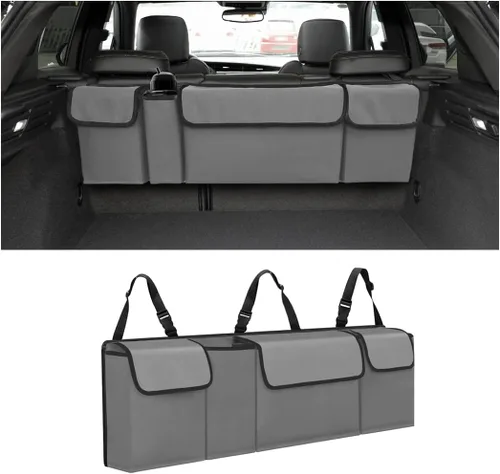 Vista 7 de AUCELI Organizador de Maletero para Auto, Organizador Colgante Grande para Asiento Trasero con Correas Ajustables, Bolsa de Carga Plegable