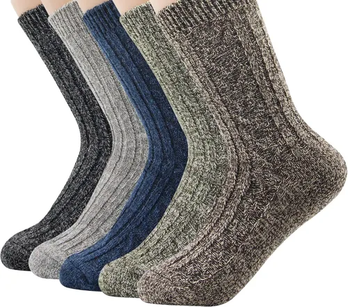 Vista 5 de Zando Athletic Sports Knit Pattern Womens Winter Socks Crew Cut Cashmere Retro Thick Warm Soft Wool Socks
