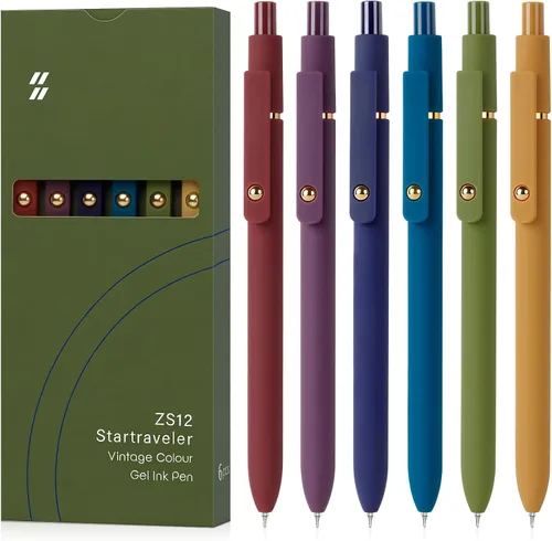 Vista 12 de FIOVER 10 bolígrafos de gel de tinta negra, punta media de 0.028 in, escritura suave, serie de alta gama, lindo bolígrafo para diario, tomar notas