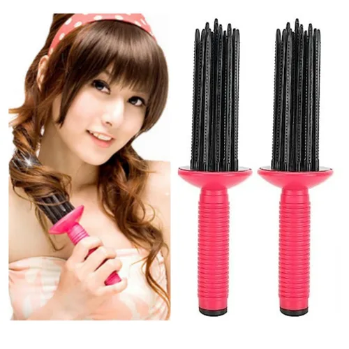 Vista 10 de Herramienta para peinar el cabello rizado, peine de rollo de 17 dientes, rojo rosa+negro, cepillo profesional para peluquería para uso doméstico