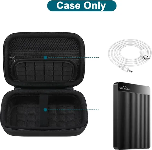 Vista 2 de Canboc UnionSine - Funda rígida para disco duro externo portátil ultrafino de 250 GB, 320 GB, 500 GB, 750 GB, 1 TB y 2 TB, bolsa de malla con Negro