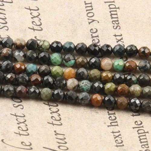 Vista 4 de 180 piezas 2mm Cuentas de piedras preciosas de turquesa africana natural facetada redonda suelta para hacer joyas