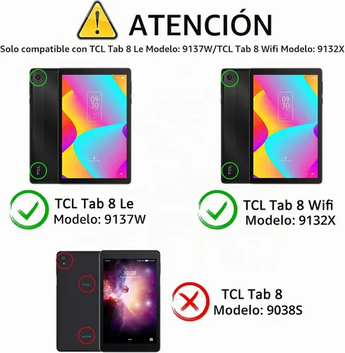 Vista 2 de Caweet Funda para TCL Tab 8 LE 9137W/WiFi 9132X/SE 6048E/Plus 9138S, rosa brillante Rosa (Glitter Pink)