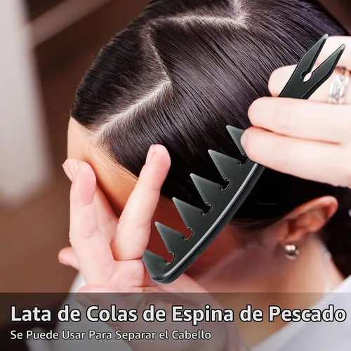 Vista 6 de Patelai - Juego de 3 peines de dientes anchos con púa para cabello rizado