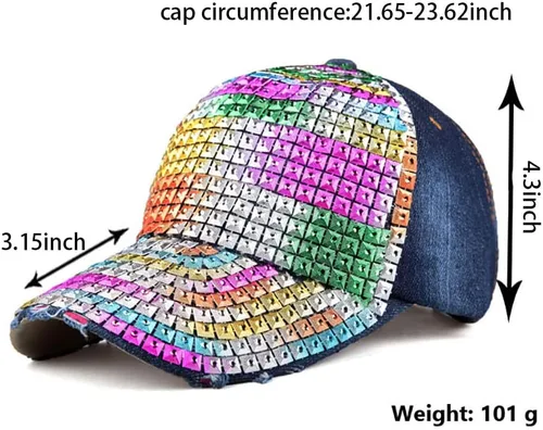 Vista 7 de Gorra de béisbol ajustable con diamantes de imitación para mujer, gorra de béisbol de algodón, gorra de hip hop, gorra de sol
