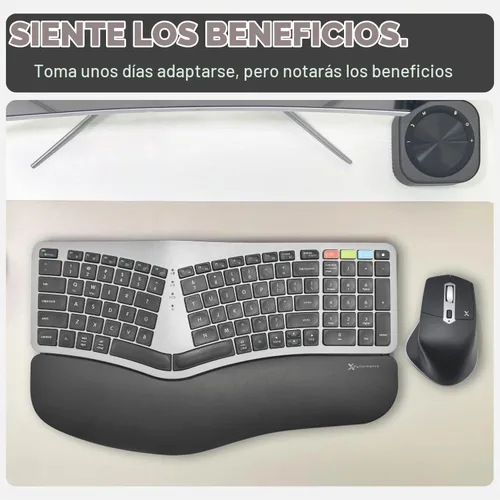 Vista 9 de X9 Combo ergonómico de teclado y mouse inalámbricos: teclado Ergo Split con reposamuñecas y mouse, 2.4G y Bluetooth, teclado ergonómico y mouse