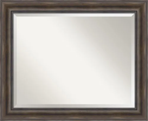 Vista 50 de Amanti Art Espejo de pared marrón de 26 x 22 pulgadas, espejo rectangular de baño de Alejandría marrón rústico para decoración de pared, sala
