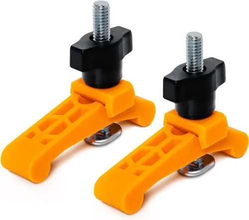 Vista 8 de POWERTEC 4 unidades, abrazadera de leva de 1/4"-20, abrazadera de palanca con pernos en T de 3 pulgadas, abrazadera de riel en T para prensa