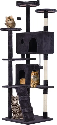 Vista 9 de FDW Torre de árbol para gatos de 54 pulgadas Ceniciento Centro de Ashy