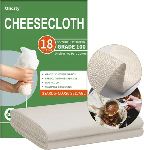 Vista 9 de Olicity - Paños de muselina para queso de grado 90, 27 pies cuadrados, paño de queso reutilizable con bordes cerrados de algodón sin blanquear
