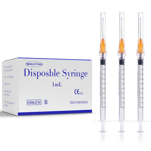 Vista 10 de Jeringa de 1ml/cc con aguja Luer Lock de calibre 25 de 1 pulgada, jeringas de muestra desechables de laboratorio, paquete de 20 Paquete sellado