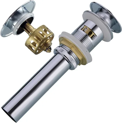 Vista 17 de Desagüe desplegable para lavabo de baño con desbordamiento, tapón de tocador de lavabo dorado oscuro cepillado, tapón de estilo rebote de latón