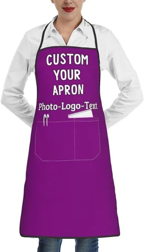 Vista 40 de Delantales personalizados para adultos, delantal personalizado con logotipo de foto, delantal impermeable con 2 bolsillos