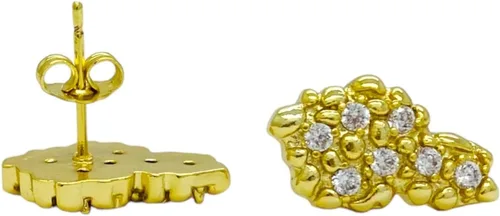 Vista 5 de Aretes de tuerca de plata de ley 925 con acabado de oro amarillo de 18 quilates para hombre