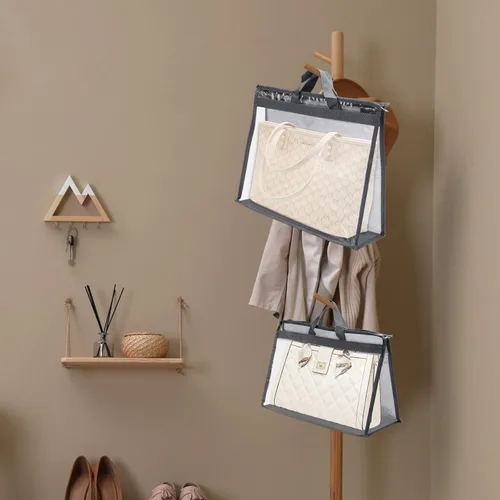 Vista 6 de 12 bolsas para el polvo para bolsos, bolsas de almacenamiento transparentes para mujeres, 3 tamaños, organizador de bolso, funda organizadora