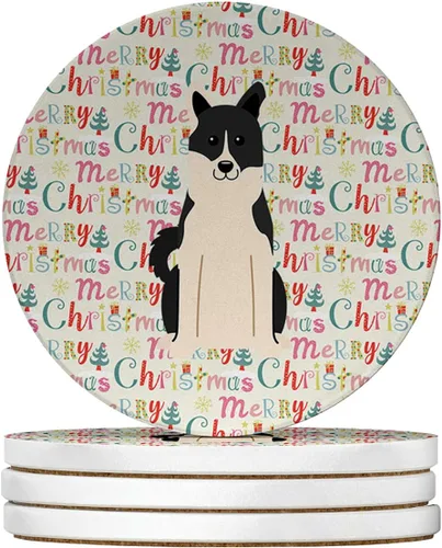 Vista 57 de Abyssinian Sand Terrier Merry Christmas - Posavasos grandes de piedra arenisca (4 unidades)