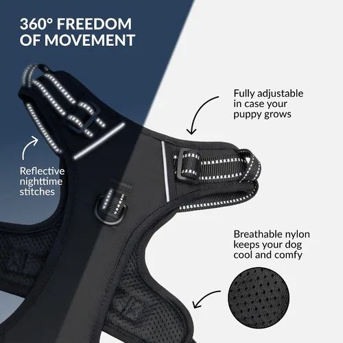Vista 3 de CollarDirect Arnés reflectante sin tirones para perro, con asa y clip frontal, chaleco acolchado suave ajustable para perros pequeños a grandes