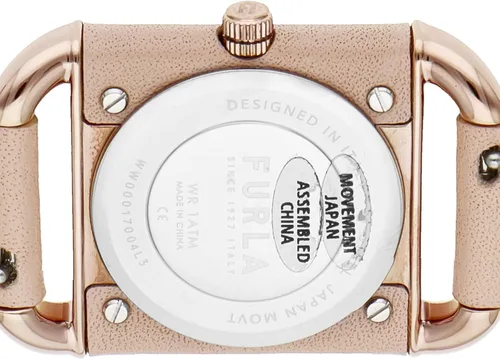 Vista 6 de Furla FURLA ARCO Reloj de pulsera cuadrado, rosa de seguridad, Beige, Minimalista