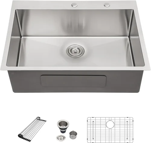 Vista 43 de Fregadero de cocina para exteriores 15 x 15 pulgadas, fregadero de bar de 15 x 15 pulgadas, fregaderos de cocina de acero inoxidable de calibre 16