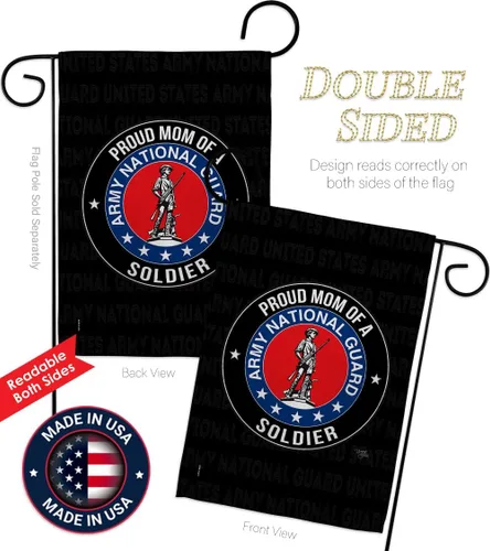 Vista 3 de Bandera de jardín con texto en inglés «Army Proud Mom Soldier» – Guardia Nacional de las Fuerzas Armadas ANG veterano militar estadounidense