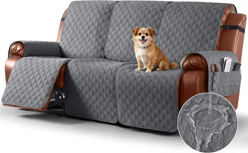 Vista 20 de Ruaozz Funda impermeable para sofá reclinable, lavable, funda antideslizante de 1 pieza, protector de muebles con correas elásticas, bolsillo