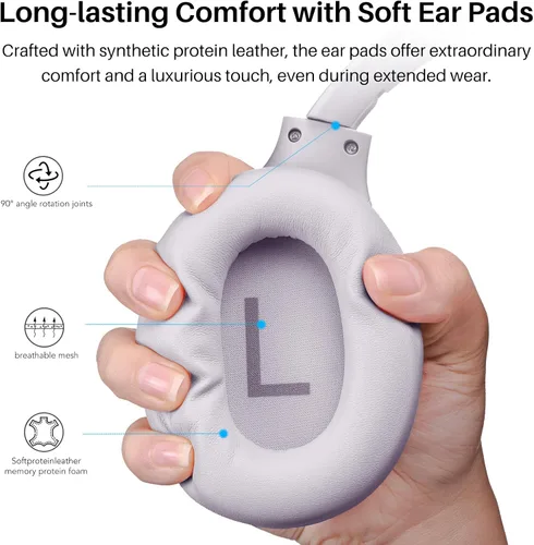 Vista 4 de TOZO HT2 - Auriculares híbridos con cancelación activa de ruido, auriculares Bluetooth inalámbricos sobre la oreja, auriculares inalámbricos E2