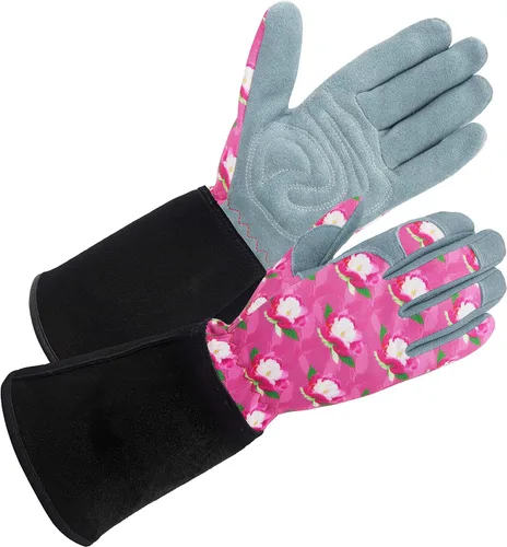 Vista 14 de SKYDEER Guantes de jardinería de piel de ciervo genuina para mujer, ultrasuaves y acolchados, ajuste cómodo para el trabajo (SD6611/M)