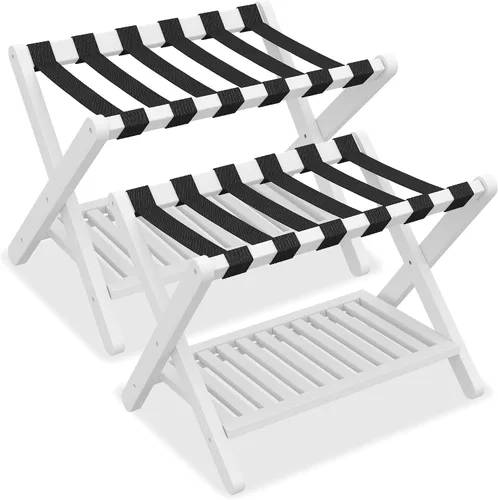 Vista 14 de Heybly HLR010Z1 - Portaequipajes, soporte plegable para maleta con estante de almacenamiento, soporte de equipaje de alta resistencia