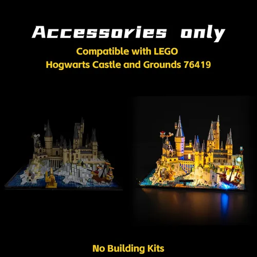 Vista 4 de BrickBling Kit de iluminación LED compatible con Lego Castle and Grounds Building Set, Compatible con Lego 76419 - Luces solamente, sin
