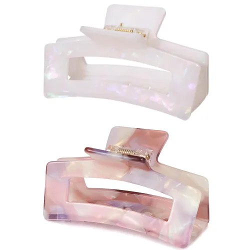 Vista 12 de Pinzas para el cabello de 3 pulgadas, diseño francés, pinza rectangular para el cabello para mujeres, damas y madres (paquete de 2)